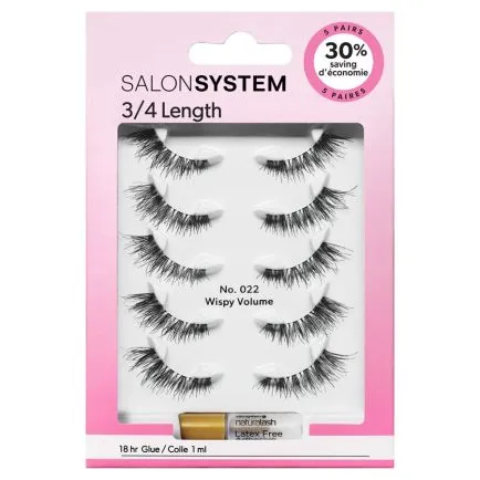 Salon System Strip Lash 3/4 Length 022 Wispy Volume Value Pack