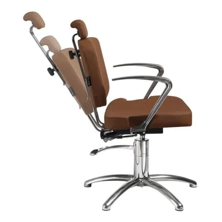 Salon Ambience Kleo Recl.+Headrest Hydraulic Styling Chair Round Silver