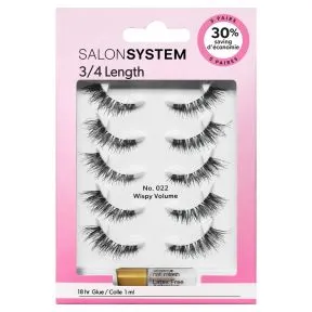 Salon System Strip Lash 3/4 Length 022 Wispy Volume Value Pack
